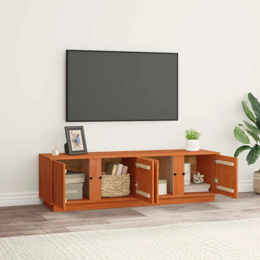 Mobile TV Marrone Cera 140 x 40 x 40 cm Legno di pino massiccio 870000