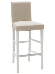 Set 2  sgabelli imbottiti in ecopelle beige e gambe in faggio bianco l.46 h.106 p.49 hs.74