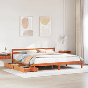 Letto senza Materasso-Struttura Letto Marrone Cera 200x200 cm in Legno di Pino 781954