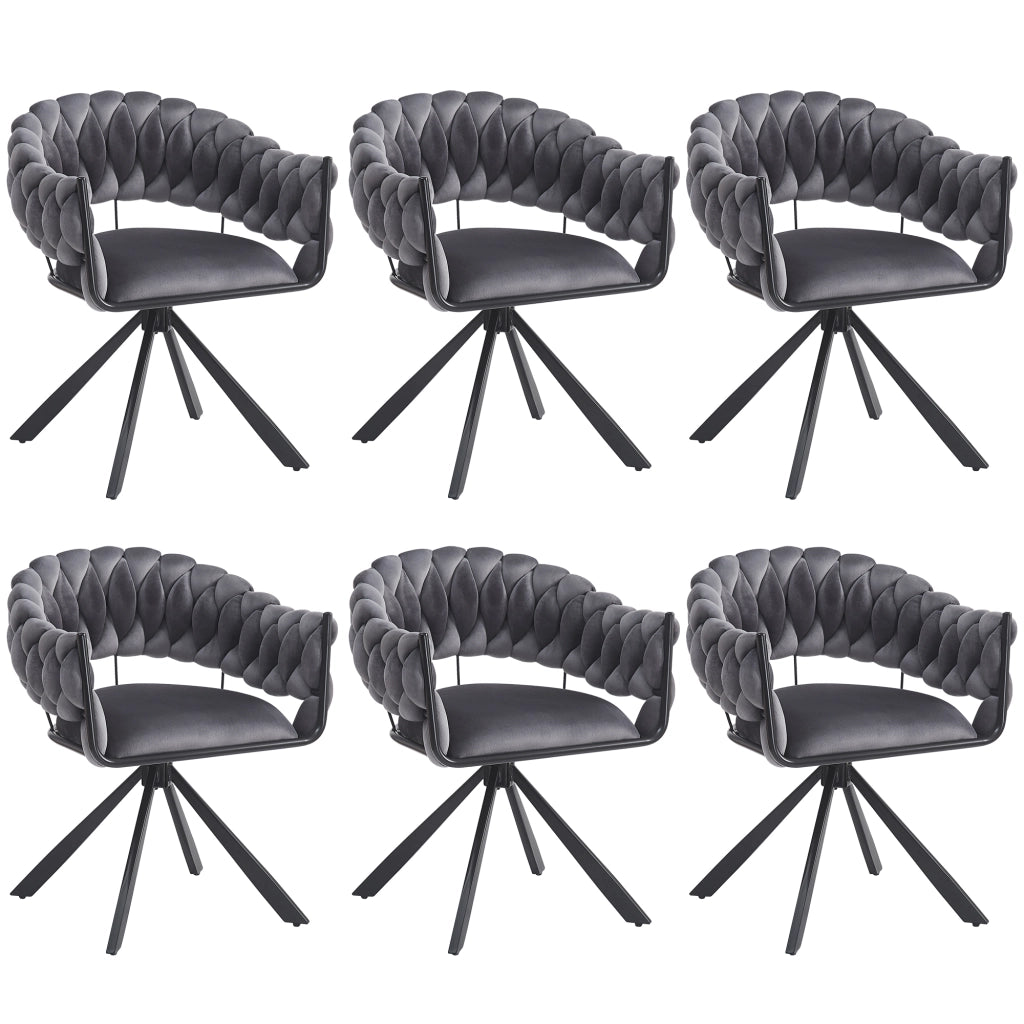 Sedia da Pranzo in Velluto con Gambe in Metallo ¨C MINIMAL ¨C Grigio, Set 6 Pezzi
