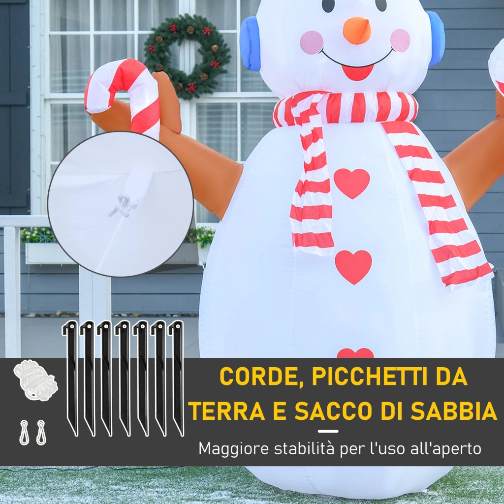 Pupazzo di Neve Gonfiabile con Luci LED ¨C zephmum ¨C 240 cm Poliestere IP44 Grigio