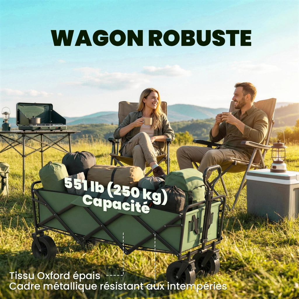 Carrello Giardino Pieghevole 130L con Ruote ¨C zephmum ¨C Verde
