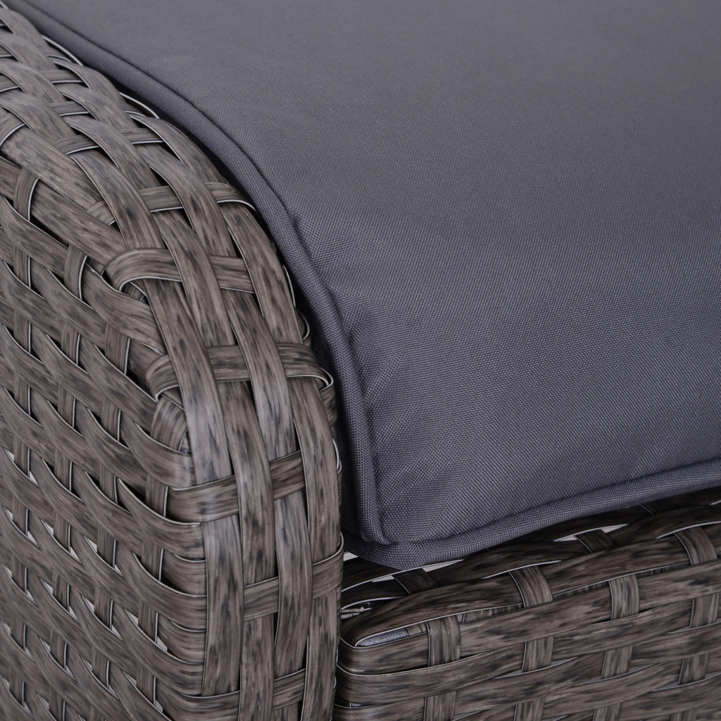 Set Giardino 2 Poltrone 2 Poggiapiedi Tavolino Vetro Temperato ¨C zephmum ¨C Rattan Grigio