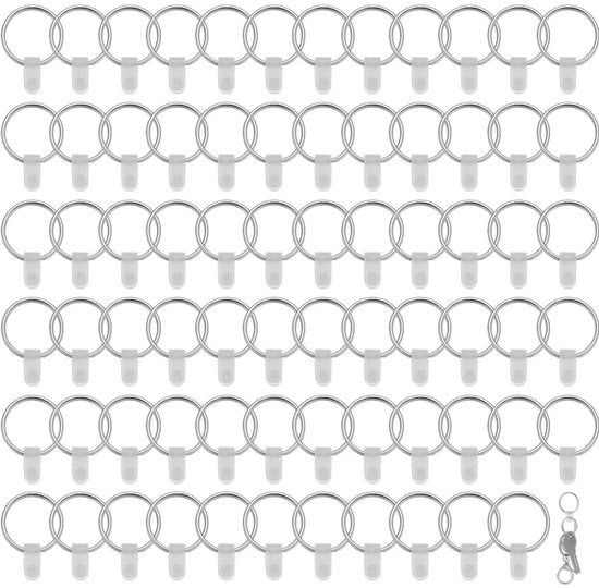 120 Set di Impugnature per Chiavi in Metallo Ronde a 25 MM con 120 pezzi di Impugnatura in Plastica Transparente per Lanyards di Chiavi per DIY e Ufficio Accessori