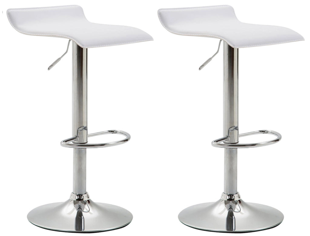Set 2 Sgabelli Bar Dyn V2 In Similpelle bianco,cromo