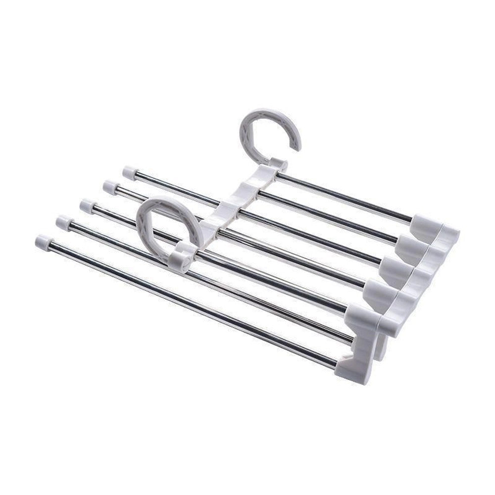 Trade Shop - Gruccia Multiuso Per Pantaloni 5 In 1 Stampelle Organizer Armadio Salvaspazio -