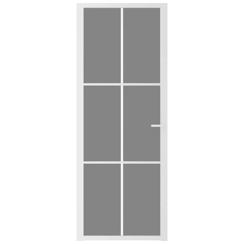 Porta Interna 76x201,5 cm Bianca in Vetro ESG e Alluminio cod mxl 58327