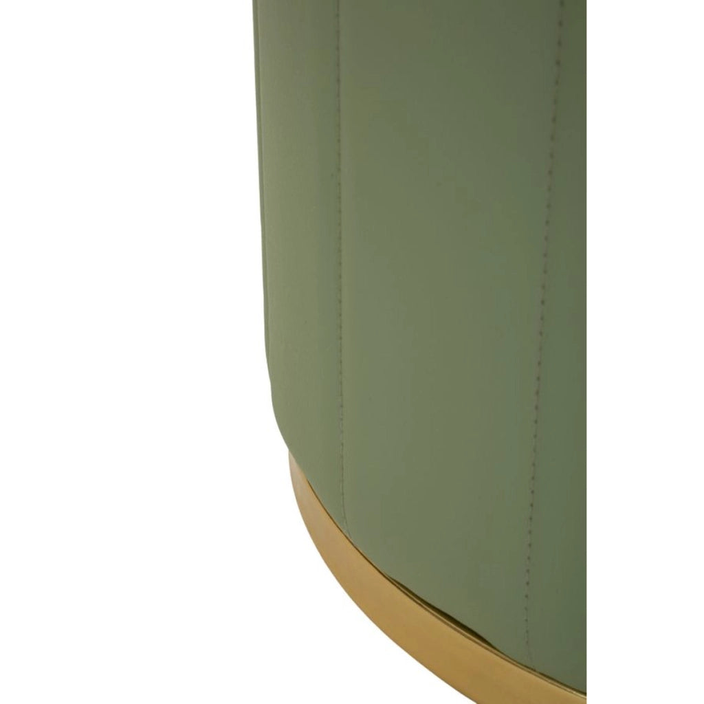 Pouf London in ecopelle verde con dettagli oro