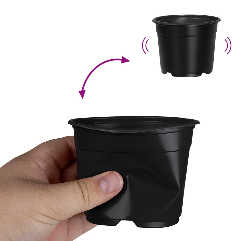 Vaso Rotondo per Fiori 100 pcs Nero Ø 10 x 8 cm Plastica 42029491
