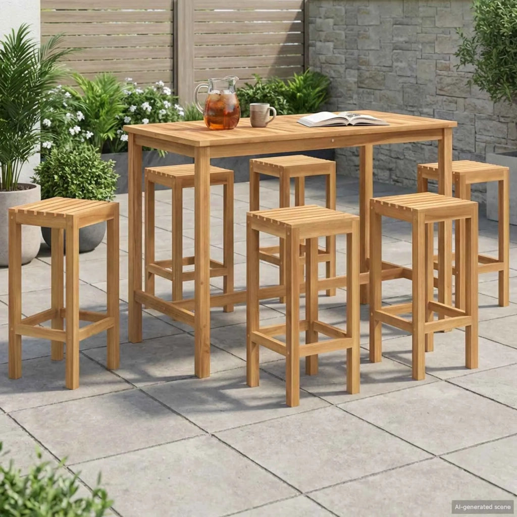 Set Bar da Esterno 7 pcs Naturale Legno di teak solido