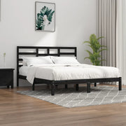 Giroletto-Struttura Letto Nero in Legno Massello 200x200 cm 898239