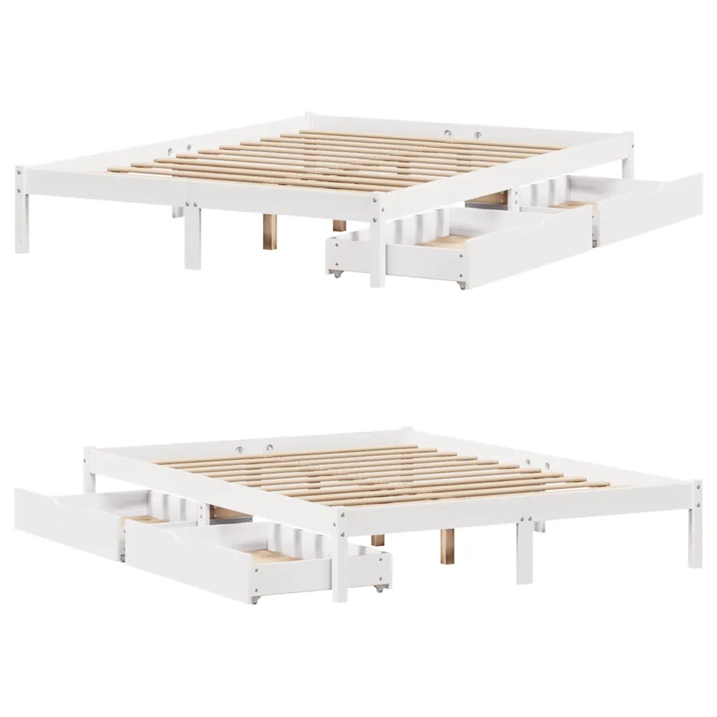 Letto senza Materasso Bianco 150x200 cm Legno Massello di Pino 3301439