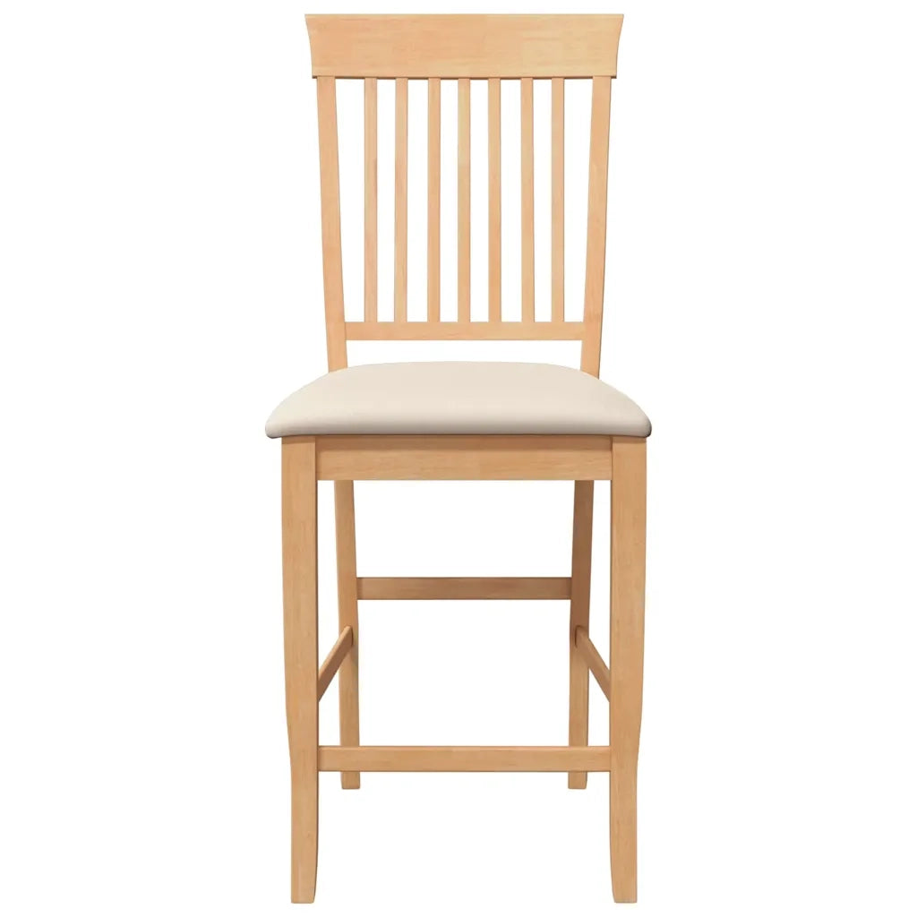 Sgabelli da Bar con Cuscini 2pz Naturale Legno Massello Hevea 4102570
