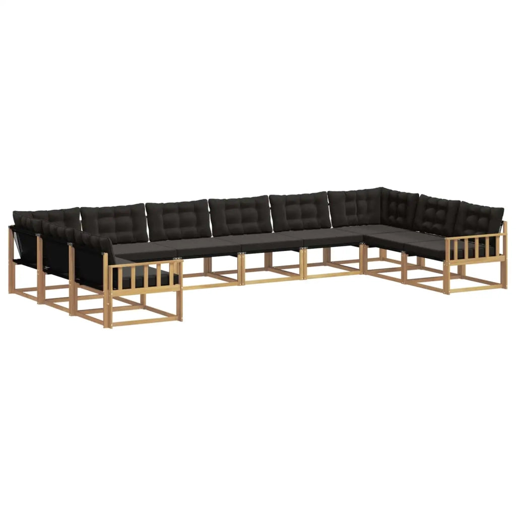 Set di divani da esterno con cuscino 10 pcs Bianco e Nero