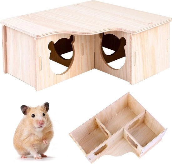 Casa per Piccoli Animali di Compagnia - Struttura di Gioco e Rifugio in Legno per Hamster, Cavia e Altri Roditori di Dimensioni Ridotte