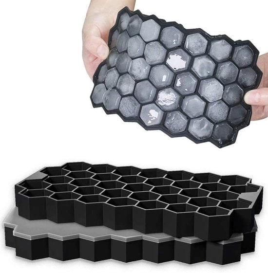 Blocchi per gelato a forma di cubo 37 pezzi - supporto per blocchi per gelato con coperchio - silicone - accumulabili - BPA libero - resistente alla lavastoviglie
