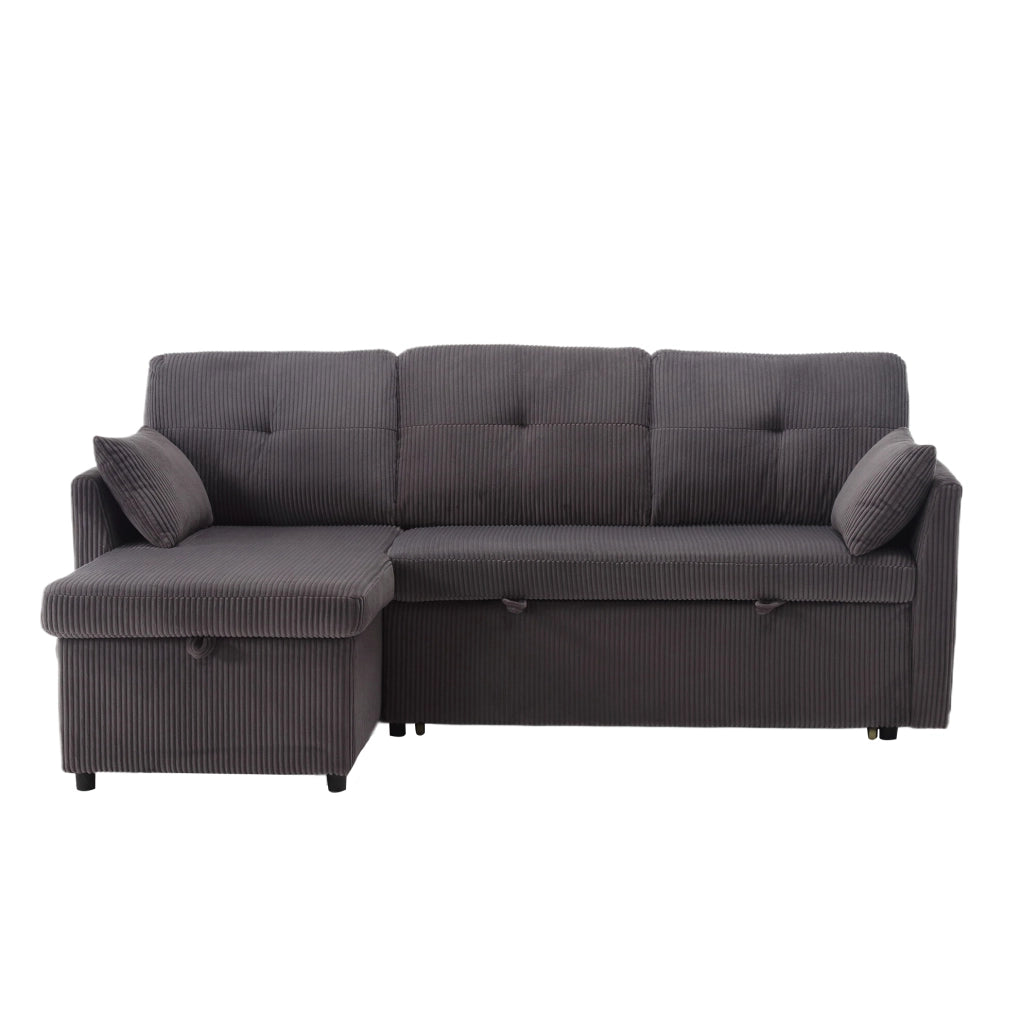 DIVANO LETTO Modulare Angolare 206x108x66 cm Velluto a Coste Grigio Scuro