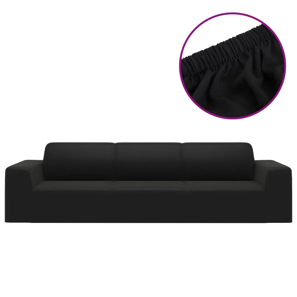 Fodera Elasticizzata per Divano 4 Posti Jersey Poliestere Nero CFW4013167