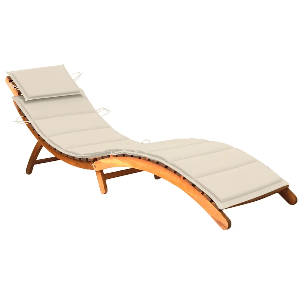 Lettino Prendisole da Giardino con Cuscino Massello di Acacia cod mxl 76970
