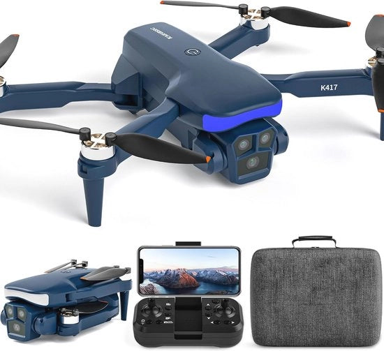 Drone con Doppia Camera 1080P e Luce LED - Quadricottero RC Senza Fili per Bambini e Adulti - 5GHz WIFI APP FPV - 18 Minuti di Volata