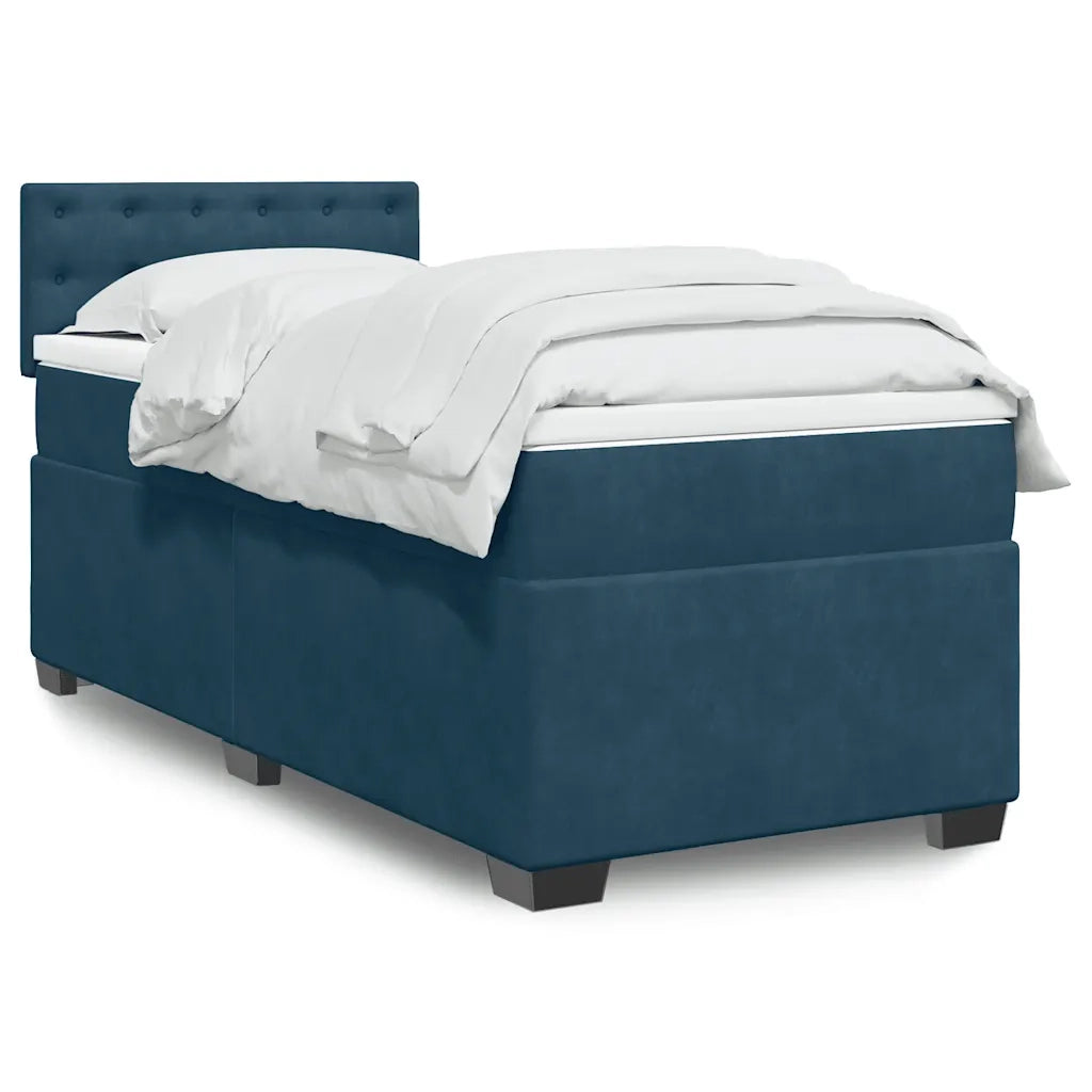 Giroletto a Molle con Materasso Blu Scuro 80x200 cm in Velluto