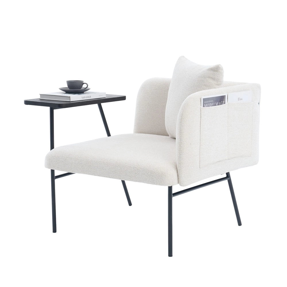 Poltrona con Tavolino ¨C MINIMAL ¨C Tessuto, Vano Contenitore, Grigio