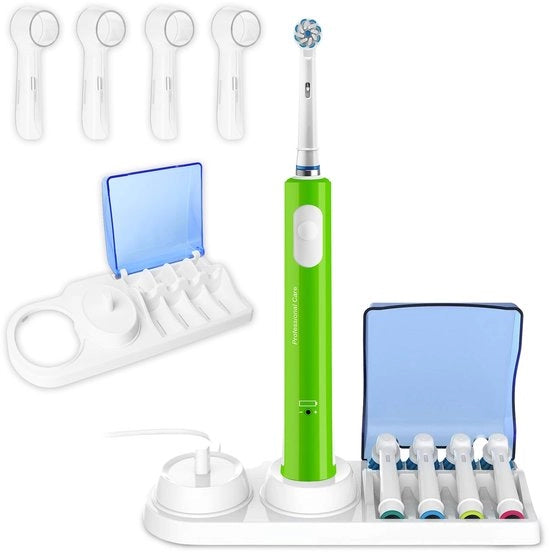Supporto per spazzola da denti elettrica con coperchio - Supporto per spazzola da denti elettrica - Supporto per spazzola da denti Bianco Compatibile con Oral B con 4 spazzole da denti Protezione coperchio.