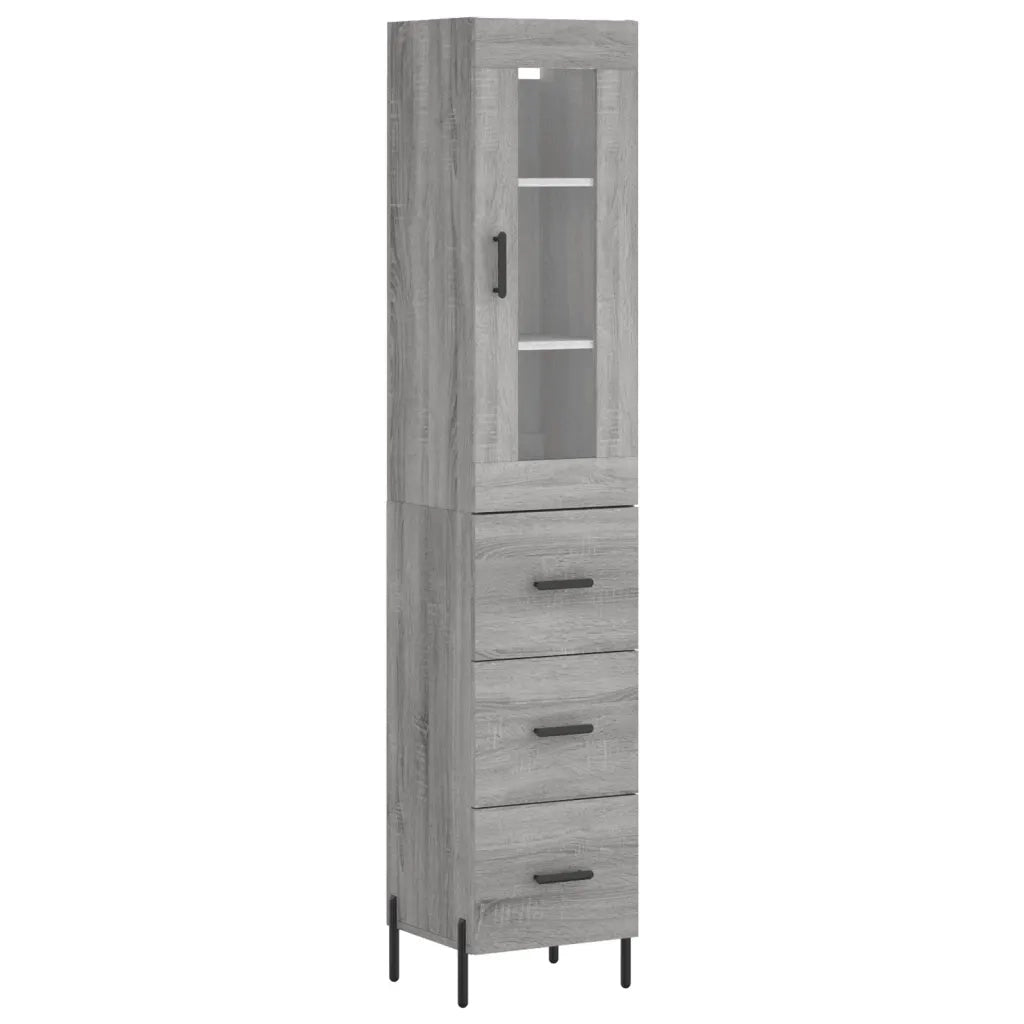 Credenza-Buffet-Armadio da cucina Grigio Sonoma 34,5x34x180 cm in Legno Multistrato 740282