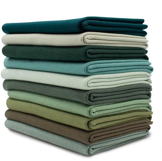 Set di 10 manici di tubo di stoffa 0,25m con forma tubolare, 95% cotone, 5% elastan, selezione jersey verde 2, set da 10.