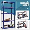 Scaffali per Carichi, Scaffalature a 5 Ripiani, in Metallo e MDF Scaffale, per Garage, Magazzino, Ripostiglio, Portante 875 kg, 90 x 40 x 180 cm (Blu)