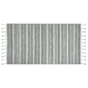 Tappeto verde 80 x 150 cm per soggiorno e camera da letto con frange a righe