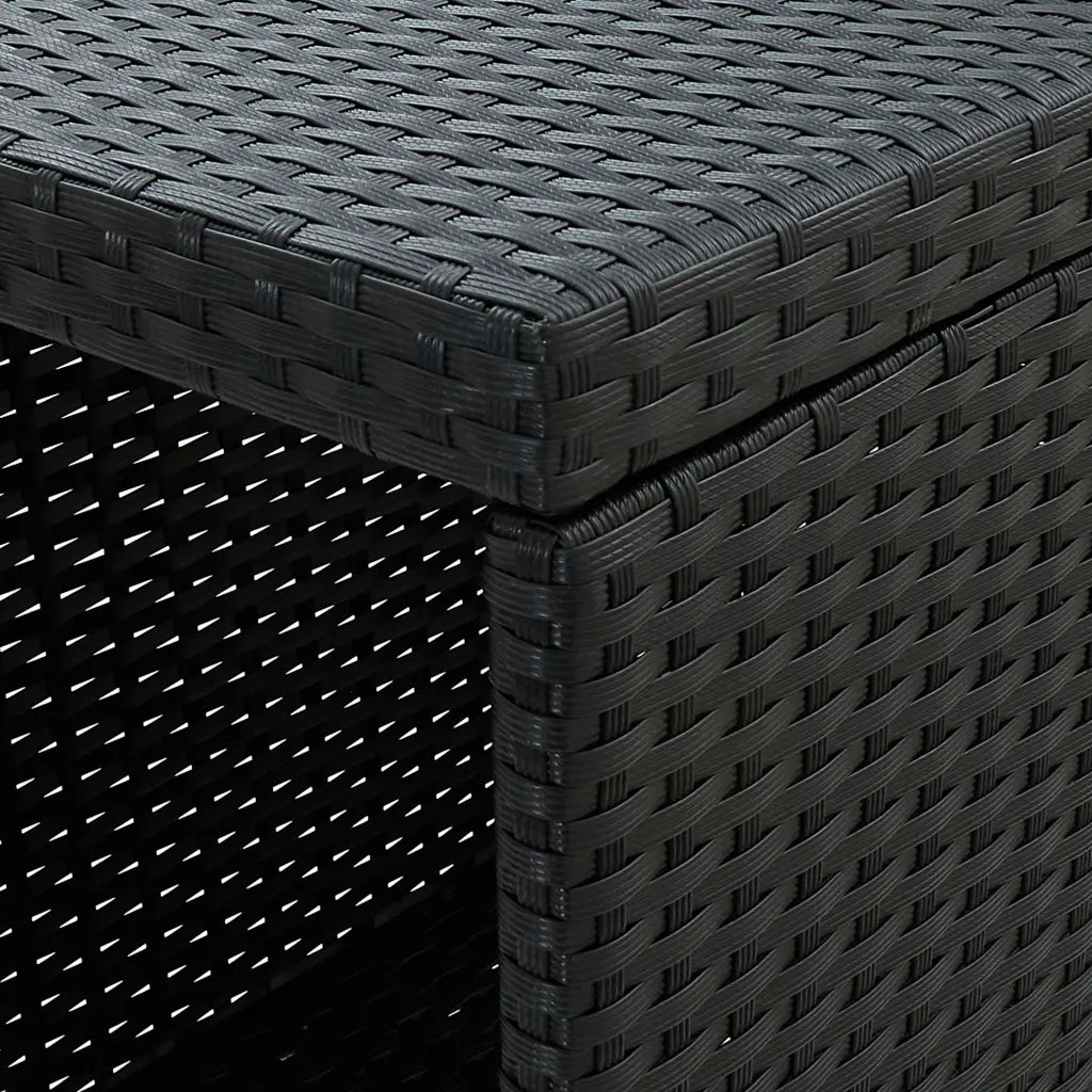 Tavolo da Bar con Ripiani Nero 120x60x110 cm in Polyrattan