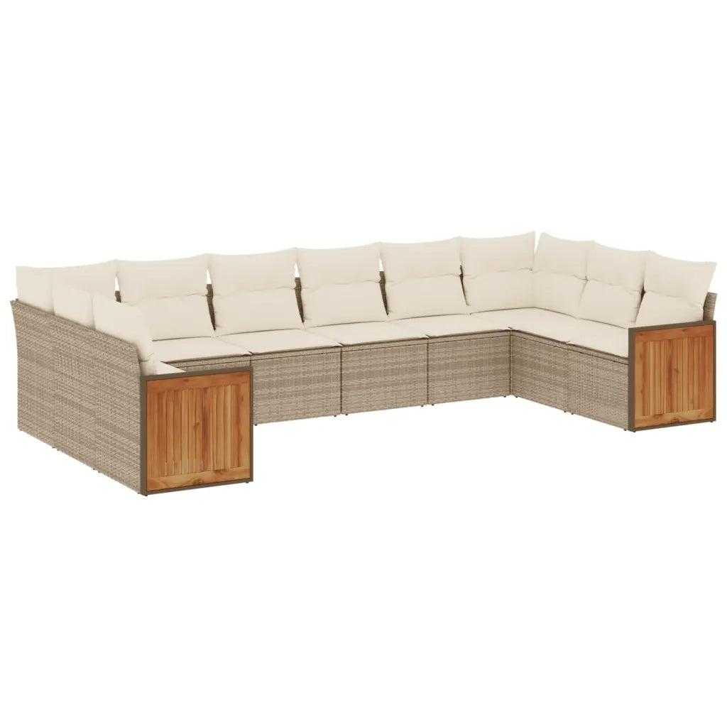 Set Divano da Giardino 10 pz con Cuscini Beige in Polyrattan 3260406