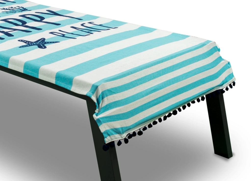 Telo Mare Lettino Spiaggia Piscina Con Cuscino E Tasche Happy Place Turchese
