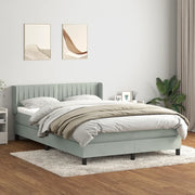 Giroletto a Molle con Materasso Grigio Chiaro 160x220cm Velluto 3318327