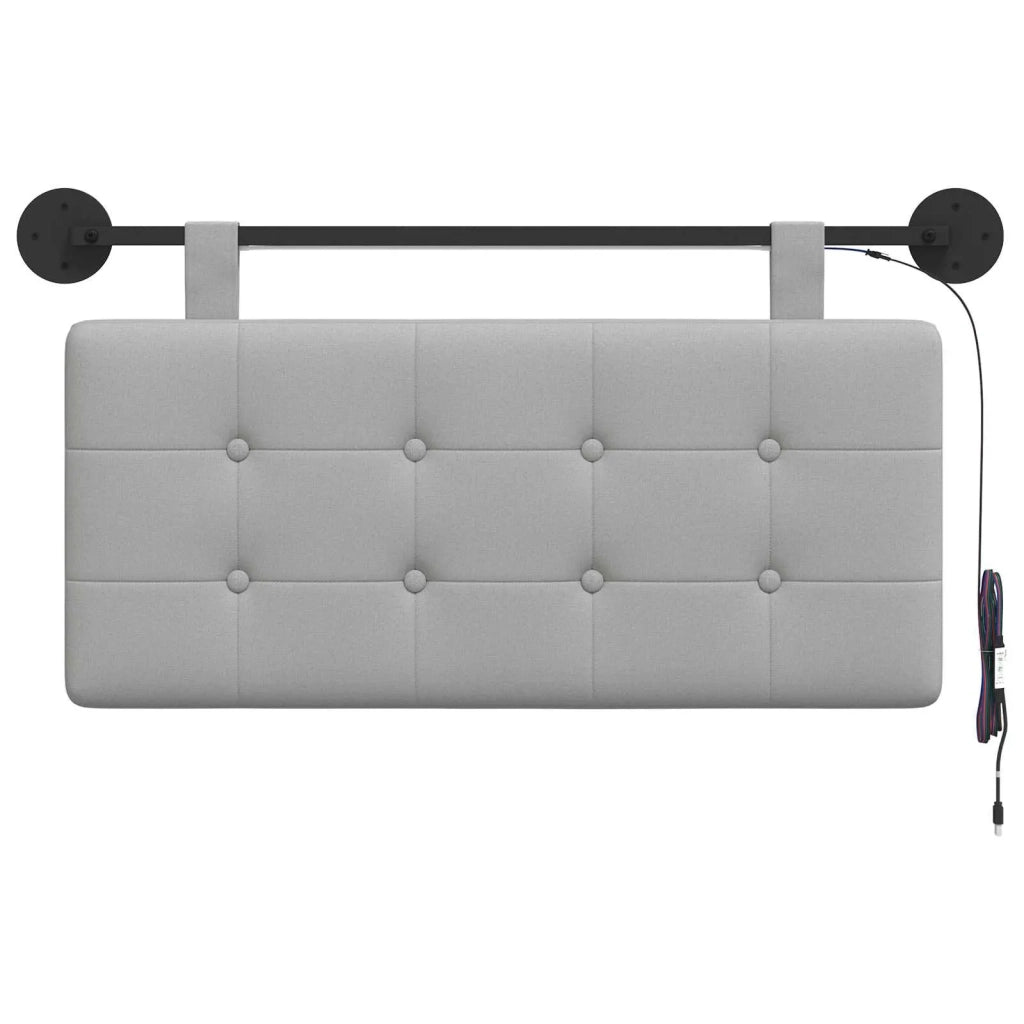 Testiera sospesa Con luce LED Grigio Nuvola Tessuto
