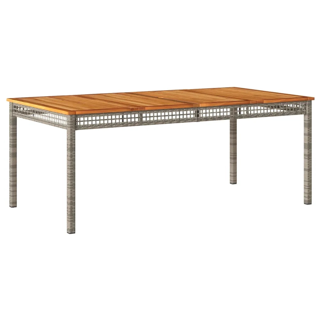 Tavolo da Giardino Grigio 180x90x75cm Polyrattan e Legno Acaciacod mxl 115160