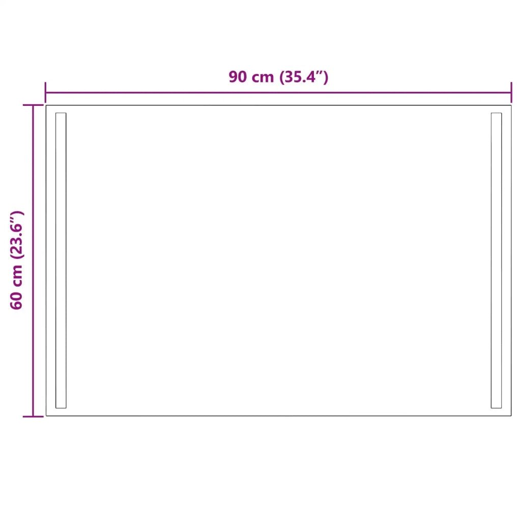Specchio da bagno LED Trasparente 90 x 60 cm vetro temperato 42045802
