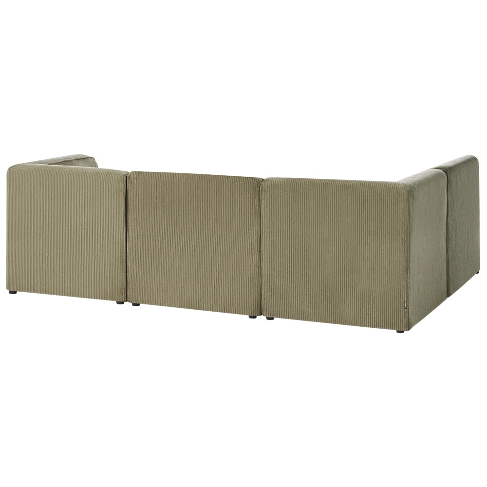 Divano modulare lato sinistro 4 posti in Velluto a coste verde design moderno soggiorno