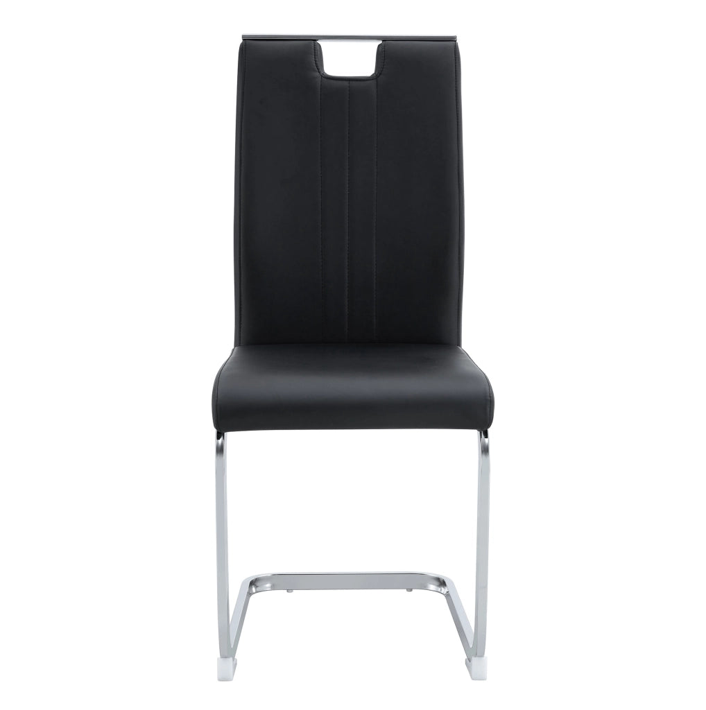 Sedia nera in PU con schienale ergonomico e piedini antiscivolo