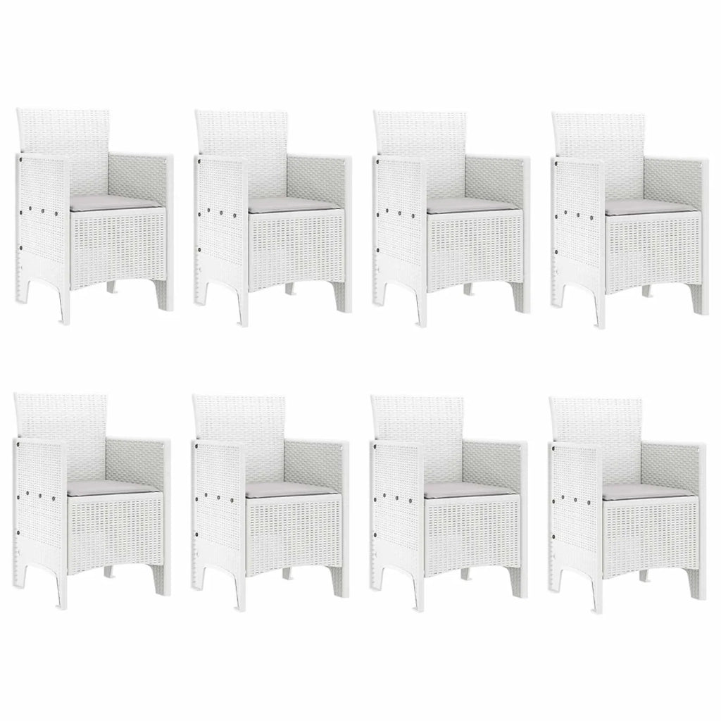 Set da Pranzo per Giardino 9 pcs Bianco Polipropilene