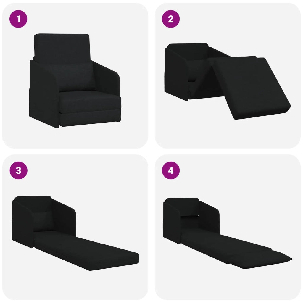 Divano letto Nero 65 x 80 x 83 cm Tessuto 4106639
