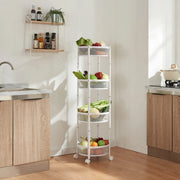 Carrello da Cucina Sørreisa con 4 Cestelli Telaio Pieghevole Bianco [en.casa]
