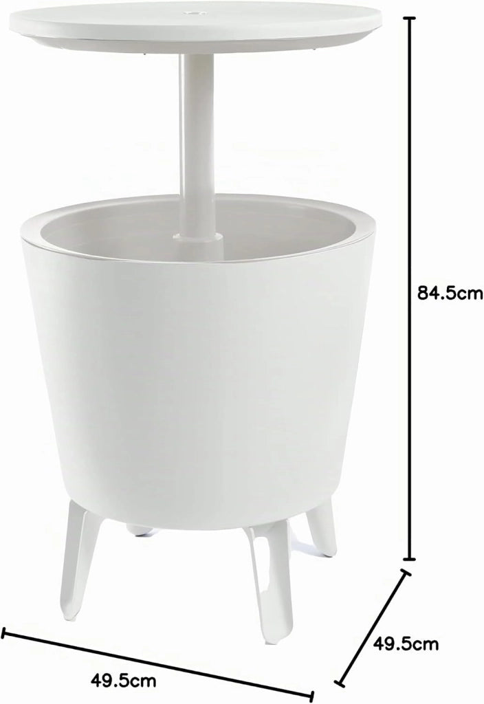 Tavolino Termico Piano Rialzabile Ø49,5 cm in Resina Keter Cool Bar Bianco