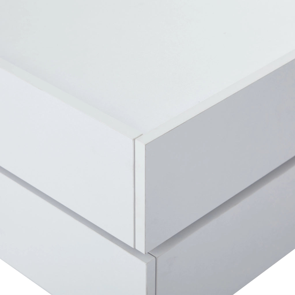 Tavolino da salotto girevole 360° 60 x 60 x 38 cm in truciolare bianco; con 2 cassetti