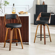 Set 2 Sgabelli da Bar con Schienale ¨C MINIMAL ¨C Legno e Ecopelle, 92 cm