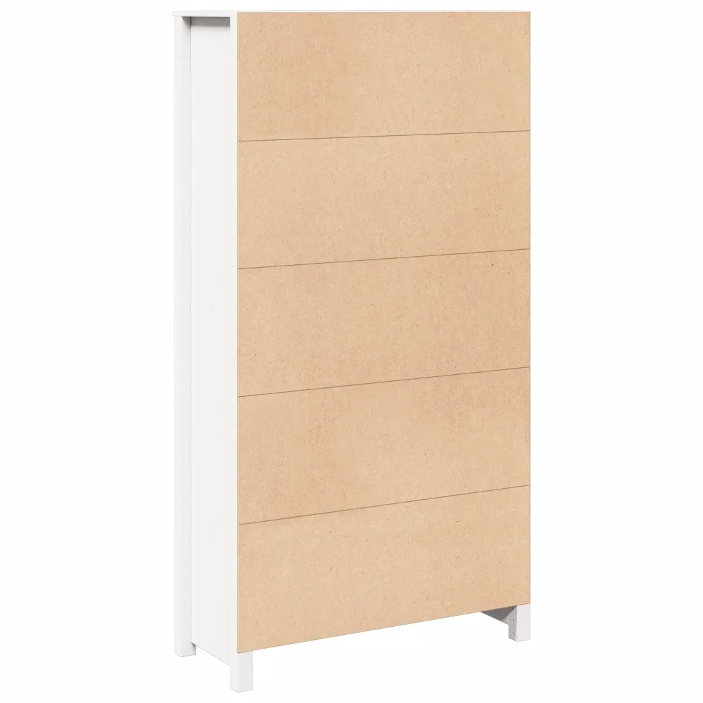 Credenza-Buffet-Armadio da cucina Bianca 80x35x154 cm in Legno Massello di Pino
