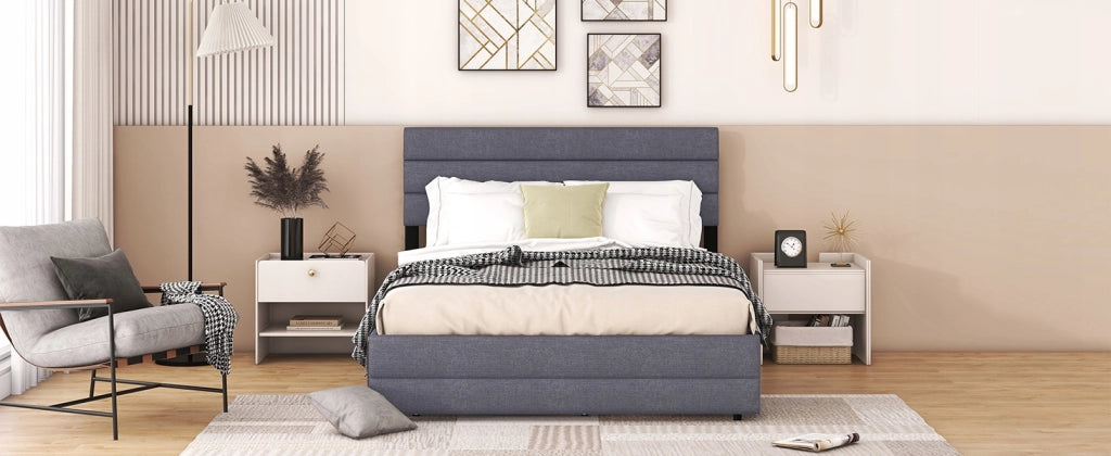 Letto 140x200 - Xylo - Grigio con 2 cassetti