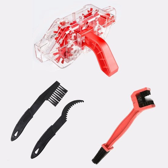 Set di pulizia catena per bicicletta - Pulitore catena trasparente - Spazzola integrata - Pulizia profonda rapida - Adatto per mountain bike e biciclette da strada - Spazzola per pulizia catena