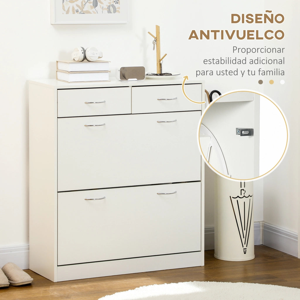 Armadio per scarpe con 2 cassetti ¨C Zephmum ¨C Bianco 80x30x91,5 cm